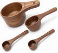 Wooden Measuring Cups and Spoons Set - Eco-Friendly Solid Acacia Wood, Laser Engraved Measurements, Perfect for Baking & Cooking - Ideal for Bakers (4-Pc Small Acacia Measuring Cups)