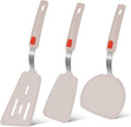 Beijiyi Silicone Spatula Turner Set of 3, 600°F Heat Resistant (Khaki) | Flexible Spatulas for Nonstick Cookware, Cooking, Flipping, Egg & Pancake, BPA Free Kitchen Utensils, Dishwasher Safe