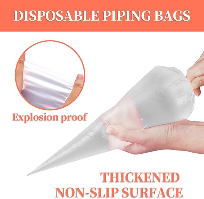 24 Inch Extra Large Piping Bags Disposable,50 Pack Thick Pastry Bags | with 6 Bag Ties,Anti Burst,Heavy Duty,Large Icing Bags,for Frosting,Cream,Pastry Filling,Cake Decorating bags