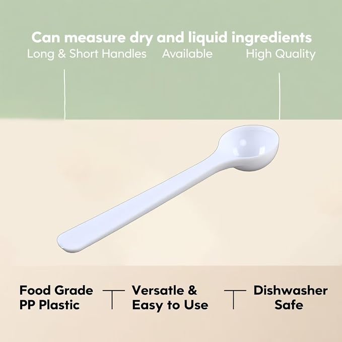 1g/2ml Measuring-Spoons Scoop for Creatine,Powders,Cooking,Recipes,Lab,Food Grade PP Material,BPA-free,Meets FDA Standards，2-Packs(With milliliter scale marking) White
