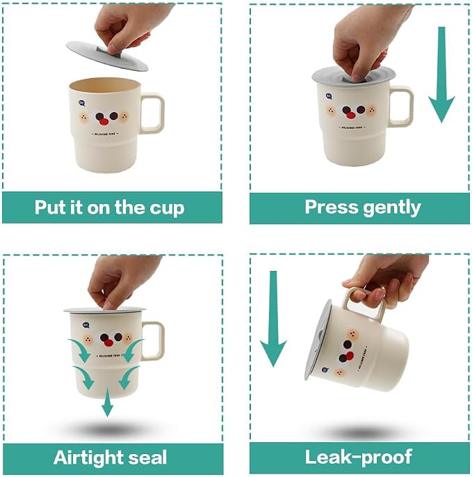 6PCS Silicone Cup Covers, Multicolored Silicone Lids for Mugs, Style 2 | Reusable, Anti-Dust Seal, Universal Fit, Mug Covers with Spoon Holder, Flexible Mug Covers, Hot Cup Lids for Coffee & Tea