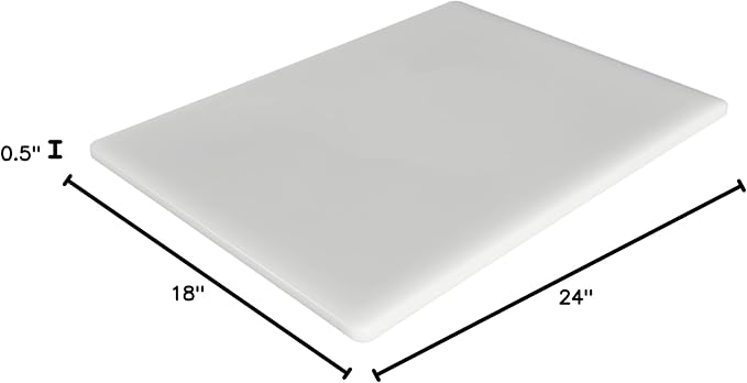 Commercial Grade White Cutting Board - 24 x 18 x 0.5 Inch Extra Large, Superior HDPP Plastic is NSF Approved for Food Service and Kitchens
