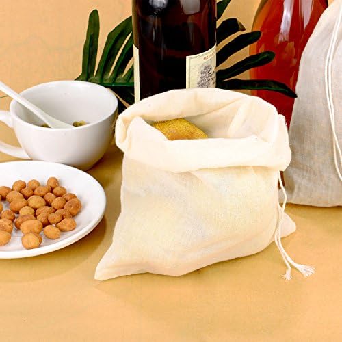 Pangda 15 Pcs Muslin Bags 8x10 Inches, Cotton Drawstring Bags Fabric Gift Pouches Bulk Sachet Reusable Grocery Pouches for Jewelry Party Favors Wrapping Home Storage DIY Craft