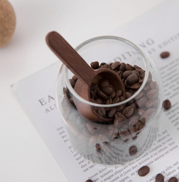 Coffee Spoons, ablespoon Scoop, Coffee Ground Spoon, Measuring for Ground Beans or tea, Soup Cooking Mixing Stirrer Kitchen Tools Utensils, 1 Wooden Tea Scoop (Walnut Wooden 3.86 in）
