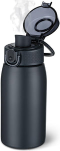 Insulated Water Bottle 12 oz with Dustproof Lid, Carry Handle & Tea Infuser, BPA-Free & Leakproof, Stainless Steel Water Bottles Ideal for Fitness, Hiking, Office & Outdoor Use （Cold Gray ）
