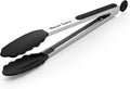 12-Inch Kitchen Tongs for Cooking with Silicone Tip,Black | 600℉ Heat-Resistant,Stainless Steel Locking Cooking Tongs Food Tongs for BBQ/Cooking/Salad/Serving Food,Heavy Duty,Non-Stick