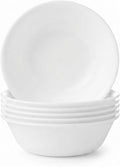 Corelle Vitrelle 6-Piece Soup/Cereal Bowl Set Triple Layer Glass and Chip Resistant, 18-Oz Lightweight Round Bowls, Winter Frost White