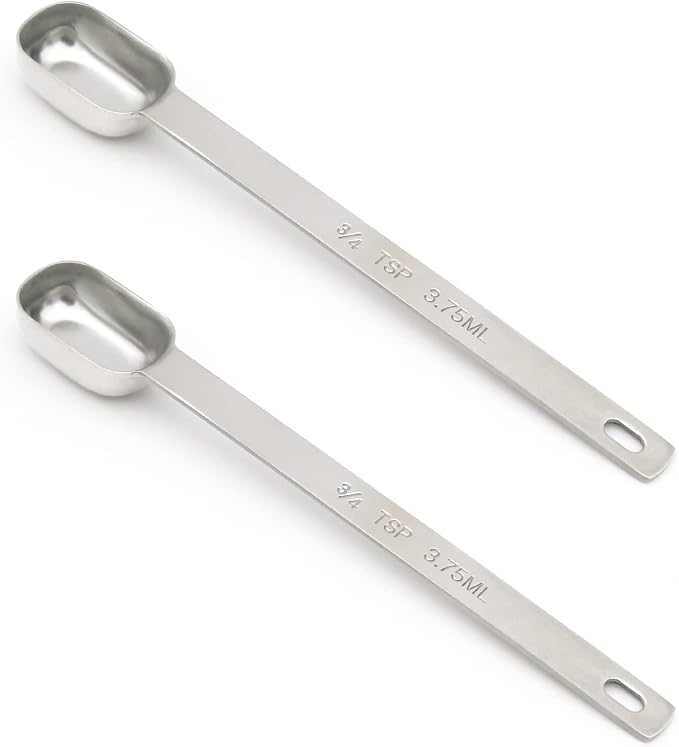 2PCS 3/4TSP(3.75ML) Measuring Spoon, Stainless Steel Long Handle Teaspoons | High Precision, Food-Grade Stainless Steel, ‌Rust-Free, Dishwasher-Safe, Easy-Read Markings, Multi-Purpose, Sturdy & Durable