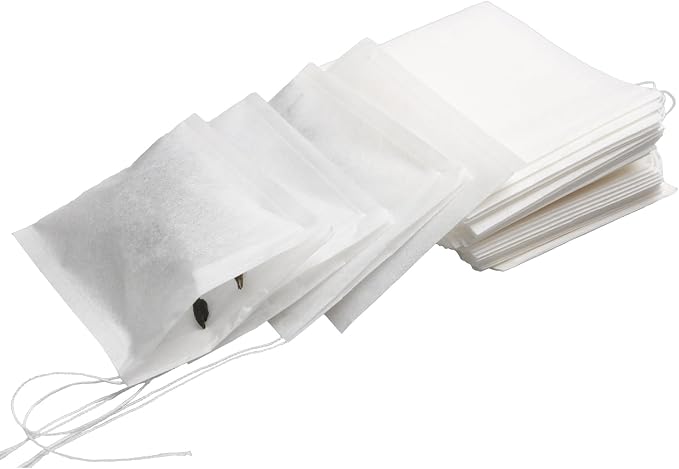 Eketirry 400pcs Tea Filter Bags for Loose Tea, Small Empty Tea Bags, Natural Wood Pulp Paper Material, Disposable Unbleached Tea Filter Bags with Drawstring for Loose Tea (White,1.97 x2.76 inch)