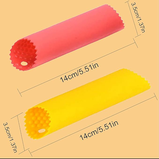 2 Set Silicone Garlic Peeler Easy Roller Tube Useful Garlic Odorfree Kitchen Tool (Red,Yellow)