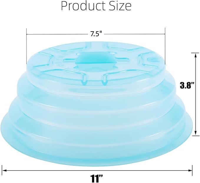Collapsible Silicone Microwave Plate Cover Splatter Guard | Dishwasher Safe & BPA Free, 11”, Blue
