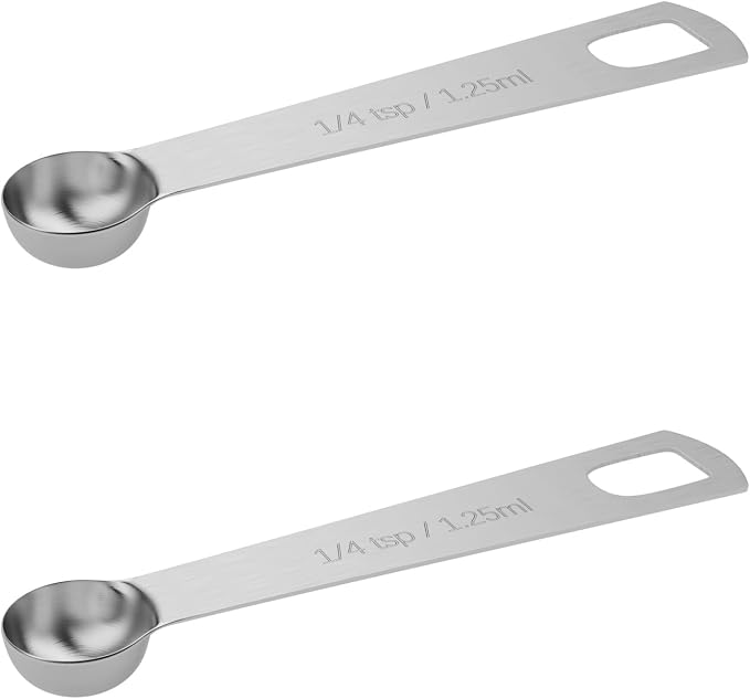 2PCS 1/4tsp(1.25ml) Measuring Spoon, Stainless Steel Teaspoon | High Precision, Food-Grade, ‌Rust-Free, Dishwasher-Safe, Easy-Read Markings, Multi-Purpose, Sturdy & Durable