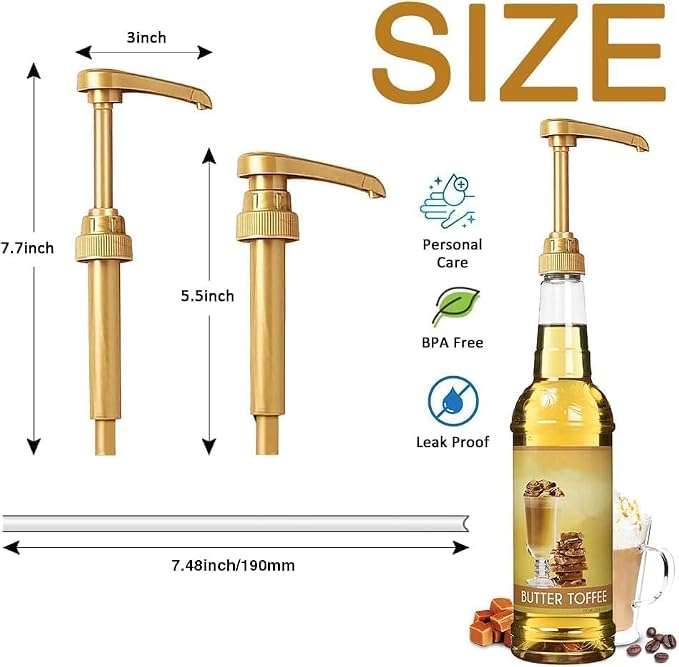 3 Pcs Coffee Syrup Pump Compatible with 25.4Oz/750ml Bottles | Syrup Dispenser Pumps, Great for Home & Coffee Bar, Drinking Mixes, Tea, Beverage, Cocktails, Flavoring Syrup Bottles