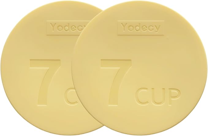 Yodecy Silicone Bowl Lids fit Pyrex Glass Bowls 7402-PC 7 Cup, fit Anchor Hocking Glass Bowls 7402-PC 7 Cup,Replacement Lids(2 Pack Pastel Yellow)