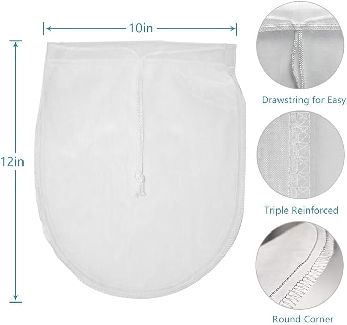 Nut Milk Bag Reusable 3 Pack 12" x 10" Cheesecloth Bags for Straining Almond/Soy Milk Greek Yogurt Strainer Milk Nut Bag for Cold Brew Coffee Tea Beer Juice Fine Nylon Mesh Cheese Cloth