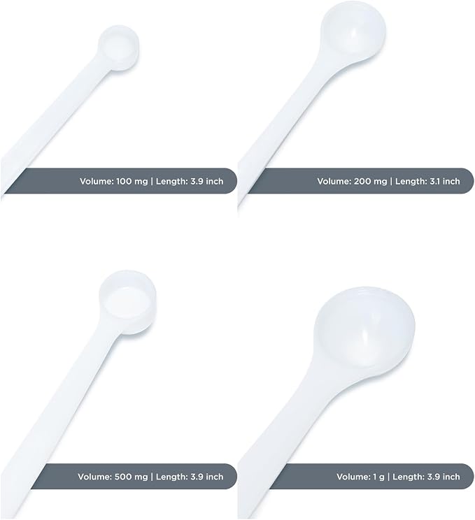 Dosing spoon | milligram measuring spoons set of 7 | exact dosing from 6 mg to 1g | mg measuring spoons for powder