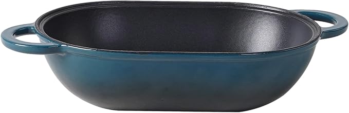 Crucible Cookware Enameled Cast Iron Bread Pan Dutch oven with Lid and Loop Handles - Dark Teal Blue – Oven Safe Form for Baking and Cooking, Artisan Bread Kit - Loaf Pan