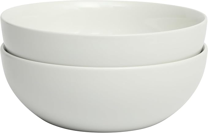 Gibson Home Extra Large Serving Bowls Set of 2-100 oz 10-Inch White Porcelain Salad Bowl Set, Stackable Ceramic Kitchen Bowls, Dishwasher & Microwave Safe