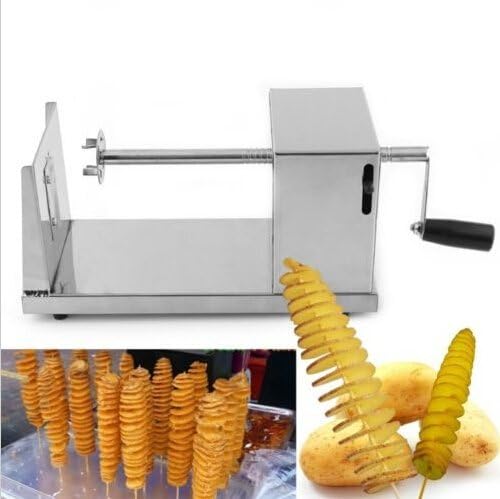 TechTongda Tornado Potato Spiral Cutter Manual Stainless Steel Twisted Potato Slicer Cutter French Fry for Potatoes Carrots Vegetables