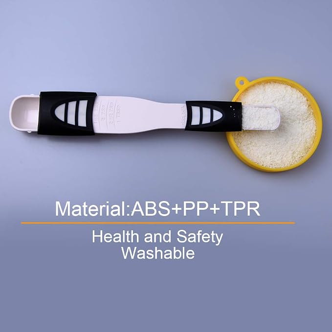 Adjustable Measuring Spoon White,Creative Double End Adjustable Scale, Eight Stalls Measuring Spoon,Measuring Dry/Semi-Liquid Ingredients,Metering Spoon for Baking,Cooking,Coffee,Sugar,Salt,Powder.
