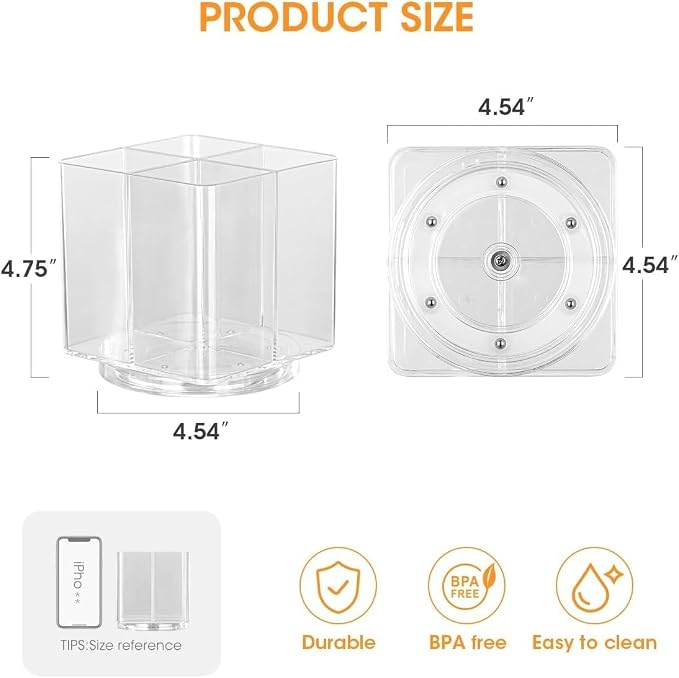 AIEVE Drink Packet Organizer, Lazy Susan Organizer for Water Flavor Packets, Drink Mix Rotating Turntable Sugar Packet Holder Container for Pantry Organizers and Storage, Square