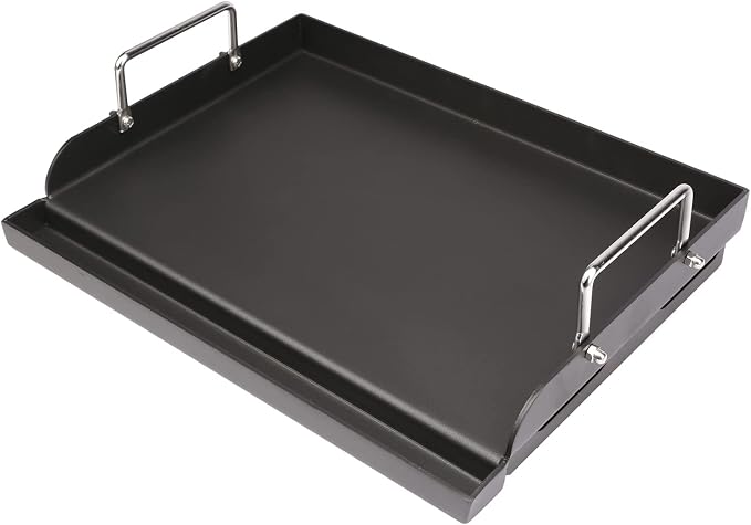 Utheer Cast Iron Griddle, Pre-Seasoned, Nonstick, 17 x 13 in Flat Top | For outdoor grilling, breakfast, camping and tailgating, with grease groove and high sidewalls for easier cleanup