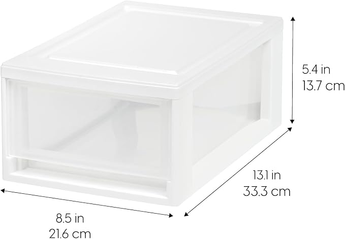 IRIS USA 8-Pack, 6 Qt. Small Stacking Drawer Storage Organizer, White | Keep craft supplies, accessories, office items, and small essentials organized around your home with separate storage spaces