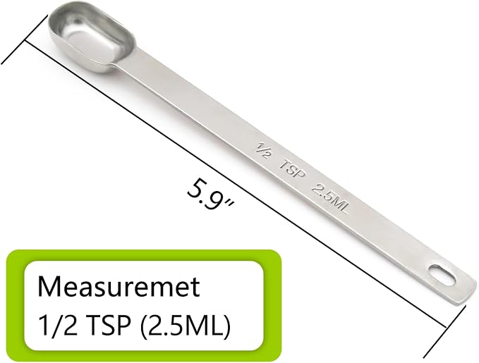 3PCS 1/2TSP(2.5ML) Measuring Spoon, Stainless Steel Long Handle Teaspoons | High Precision, Food-Grade Stainless Steel, ‌Rust-Free, Dishwasher-Safe, Easy-Read Markings, Multi-Purpose, Sturdy & Durable