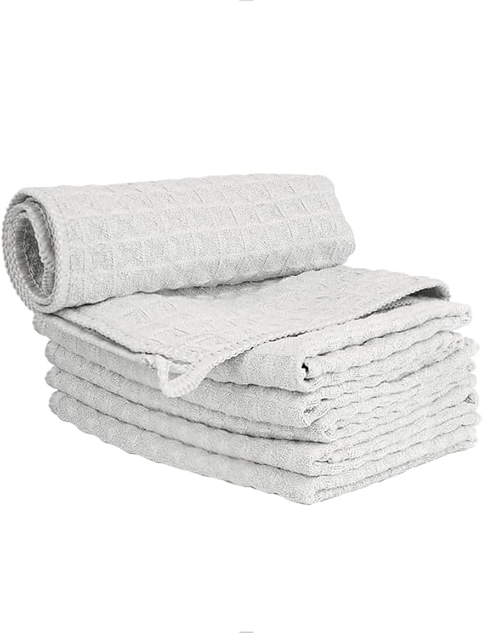 watchget 6 Pack Microfiber Espresso Barista Cleaning Towels, Light Grey | Professional 12"x12" Lint-free Rags; Highly Absorbent Cleaning Towels for Espresso Steam Wands & Coffee Bar Counters