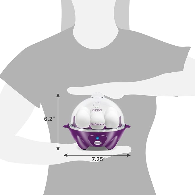 Elite Gourmet EGC700P Rapid Egg Cooker, 7-Egg, BPA-Free, Eggplant