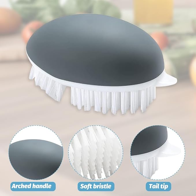 2pcs Vegetable Brush w/Dots Remover - Potato Scrubber Brush | Soft and Stiff Bristles,Fruit and Veggie Brushes for Cleaning Food, Corn Silk,for Carrots, Apples, & Mushrooms