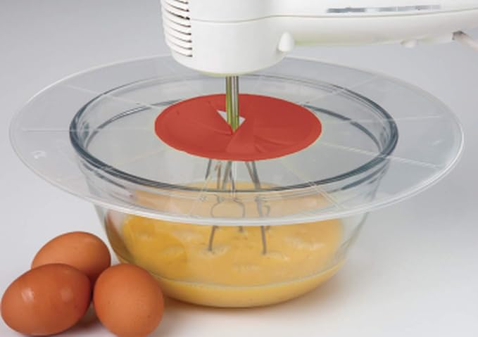 Dependable Industries inc. Essentials 12" Mixing Bowl Splatter Guard BPA FREE Fits Most Hand and Electric Mixers Red