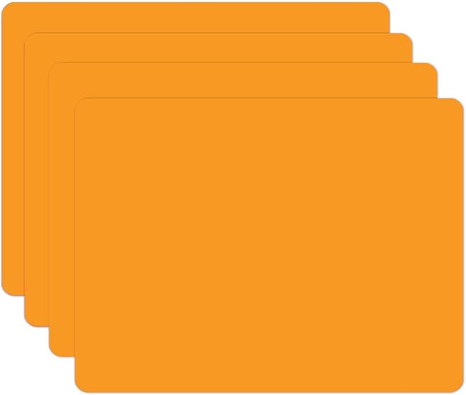 Silicone Placemats, Food-Grade Non-Slip Waterproof, Dining, Stain Resistant, Countertop Protector, Kitchen Counter Mat, Heat Resistant, Baking mat Dishwasher Safe (15.7x11.8Inch-4pack, Orange)