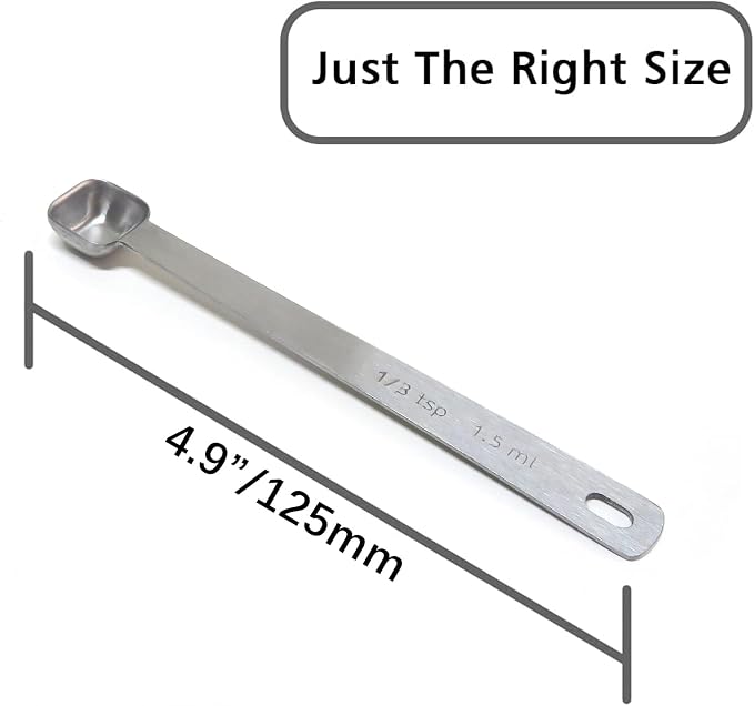 2PCS 1/3tsp(1.5ml) Tiny Measuring Spoon, Small Teaspoon for Tiny Amounts | High Precision, Food-Grade Stainless Steel, ‌Rust-Free, Dishwasher-Safe, Easy-Read Markings, Multi-Purpose, Sturdy & Durable
