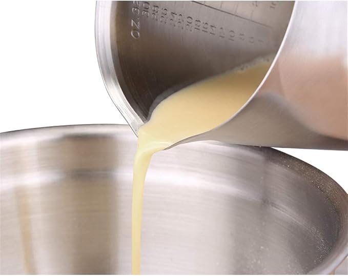 32Oz/4Cup Stainless Steel Pitcher (SUS304), 1 Liter Metal Container for Water, Milk, Liquid with Handle with Engraved Markings, Silver