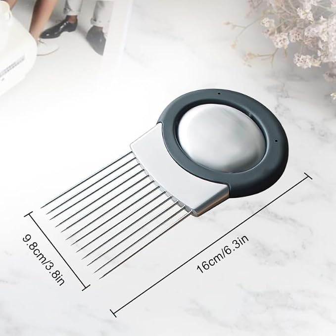 Stainless Steel Onion Slice Holder, Lemon Slicer Vegetable Cutter, Chopper Slicing Assistant Tool for Meat, Onion, Potato, Tomato Home Kitchen Tools (B-2 PCS)
