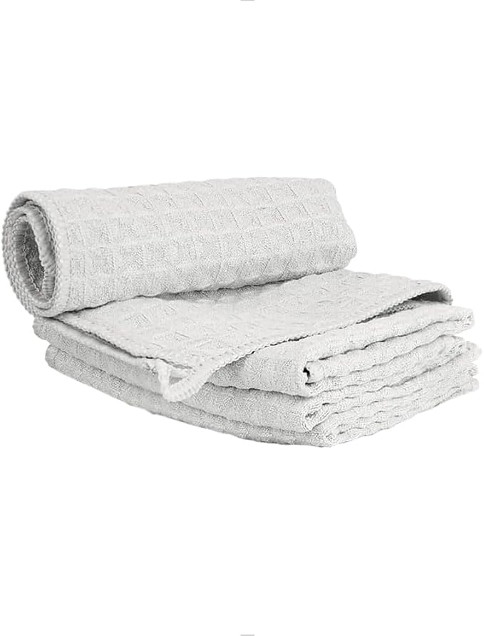 watchget Barista Microfiber Cloths 4 Pack Light Grey(12"x12") | Professional Cleaning Towels for Espresso Machines, Steam Wands & Countertops Essential Coffee Bar Accessories