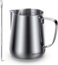 Milk Frothing Pitcher, Thicker Version 350ml 12oz Steaming Pitchers Stainless Steel Milk Coffee Cappuccino Latte Art Barista Steam Pitchers Milk Jug Cup with Decorating Pen