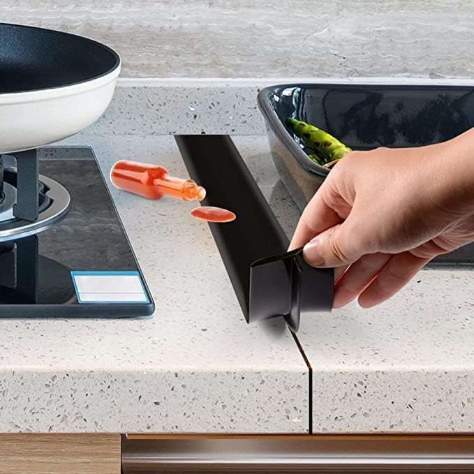 Stove Gap Covers (2 Pack), Easy to Clean Gap Fillers Between Counters and Stovetops, Oven, Washer，Furniture Easy to Install Heat Resistant, Black 25 Inches