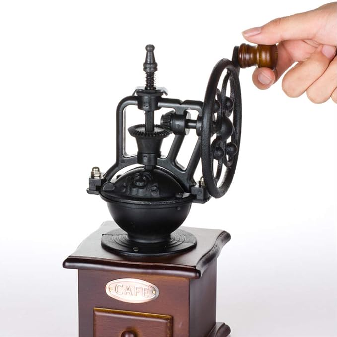 Manual Coffee Grinder Hand Crank | Grinding Settings, Socket Drawer
