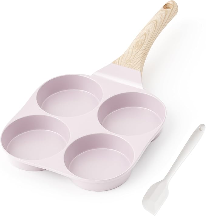 Caannasweis Ceramic Egg Pan Omelette Pan, 4-Cup Nonstick Omelette Skillet, Breakfast Frying Pan Egg Cooker Suitable for Gas Stove & Induction Cookware, PFOA PFOS Free, Purple