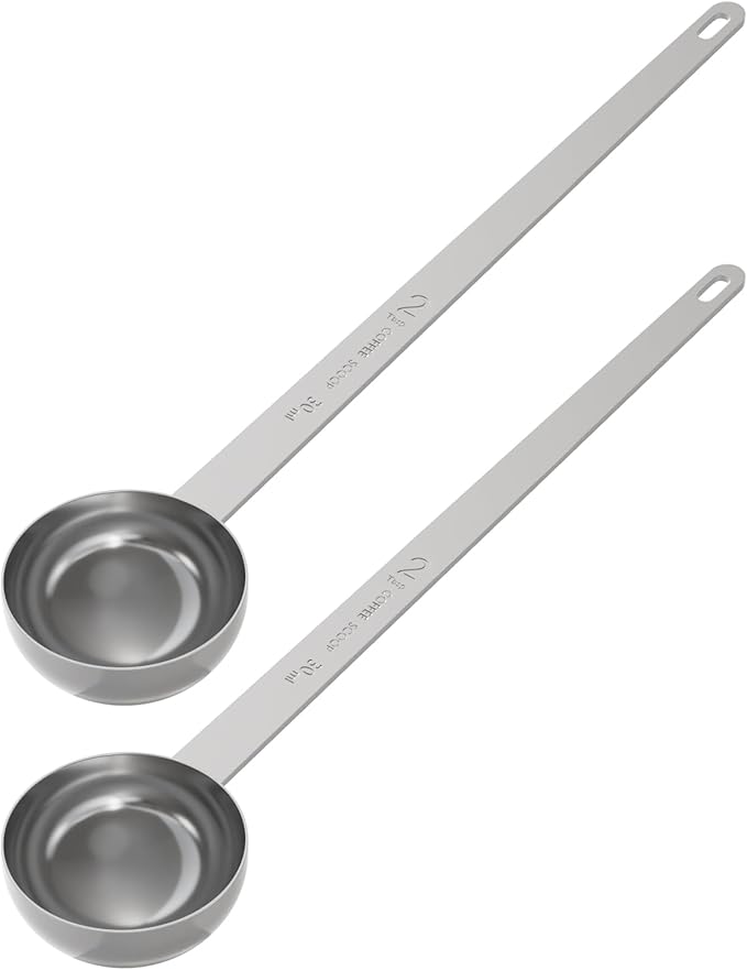 2PCS Extra Long Handle Coffee Scoop, 2Tbsp(30ml) Measuring Spoon | 9.5” Length, Food-Grade Stainless Steel, Accurate Measurement, Dishwasher-Safe, Engraved Marking, Coffee Ritual Essential