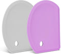Silicone Dough Scraper with Metal Core Flexible Bowl Scraper Bread Baking | With Stainless Steel Sheet, Curved Edge Food Grade Silicone Bench Scraper for Sourdough Bread, Set of 2, Gray & Purple, SAPID