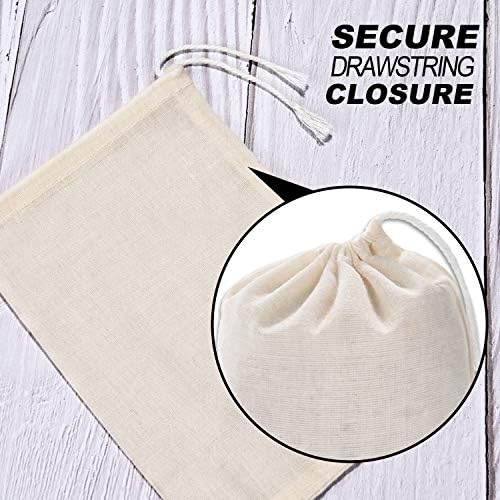 Tatuo 50 Pieces 4 x 6 Inches Muslin Cotton Drawstring Bags Canvas Linen Sachet Bag Reusable Empty Gift Pouch for Party Home Supplies (Pack of 2)