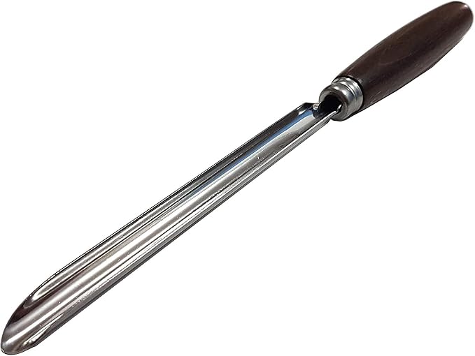 Tredoni 5.7" Zucchini/Cucumber Corer Inox Stainless Steel 14.5cm Eggplant Corer, Wooden Handle, Brown