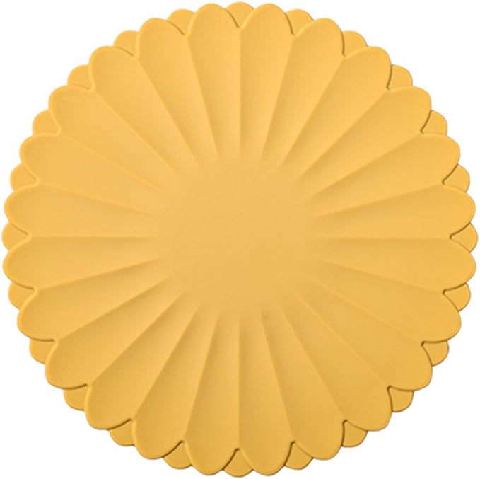 Heat-Resistant Silicone Trivet Mats, Non-Slip Hot Plate Holder for Kitchen Countertops & Dining Table, Reusable Pot Holder Pad with Secure Grip, Dishwasher Safe (Yellow, Diameter: 30cm/11.81")