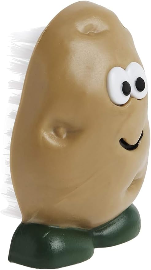 Joie Spud Dude Potato Brush, Compact Handheld Produce Scrubber | Cleans Vegetables and Fruits with Gentle Nylon Bristles, Tough on Dirt But Preserves Nutrients, BPA-Free