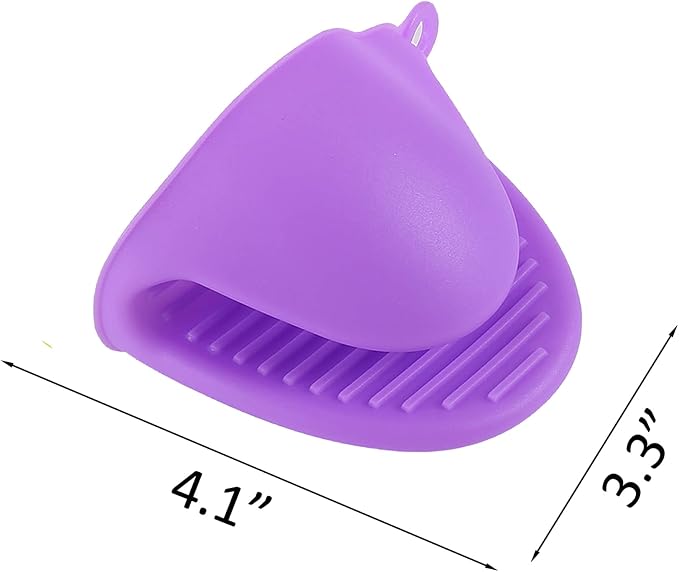 2 Pairs Mini Oven Gloves Silicone Oven Mitts Purple and Orange | Silicone Heat Resistant Cooking Pinch Mitts Potholder for Kitchen Cooking & Baking