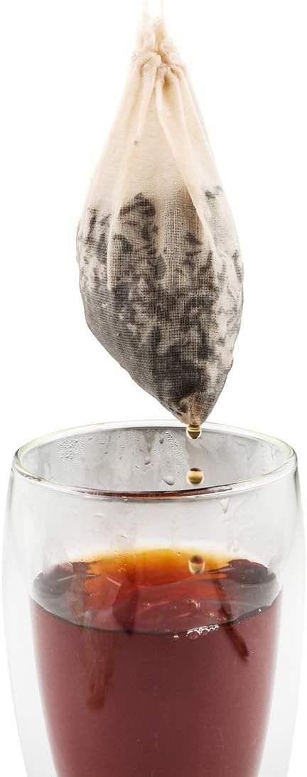 Tea Filter Bags, 50 Pack Empty Reusable Cotton Tea Bag for Loose Leaf Tea | 3.1 x 3.9Inch Unbleached Strainer ECO Friendly Tea/Herb Brew Bags Tea Infuser tea strainer