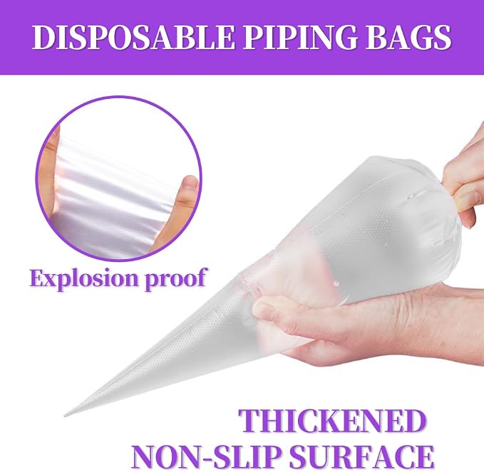 26PCS Extra Large Piping Tips and Bags Set,Jumbo Round Square Wide Star tip | for Churros,Eclairs,Macarons,Cupcakes,4Jumbo Frosting Nozzles,with 20Pcs 18Inch Large Pastry Bags Disposable,5Bag Ties,Bursh